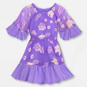 Disney Rapunzel Dress Girls Size 5/6 Disney Store Tangled Princess Purple Floral